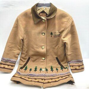 Pendleton SW Wool Jacket Tan size M Leather Collar